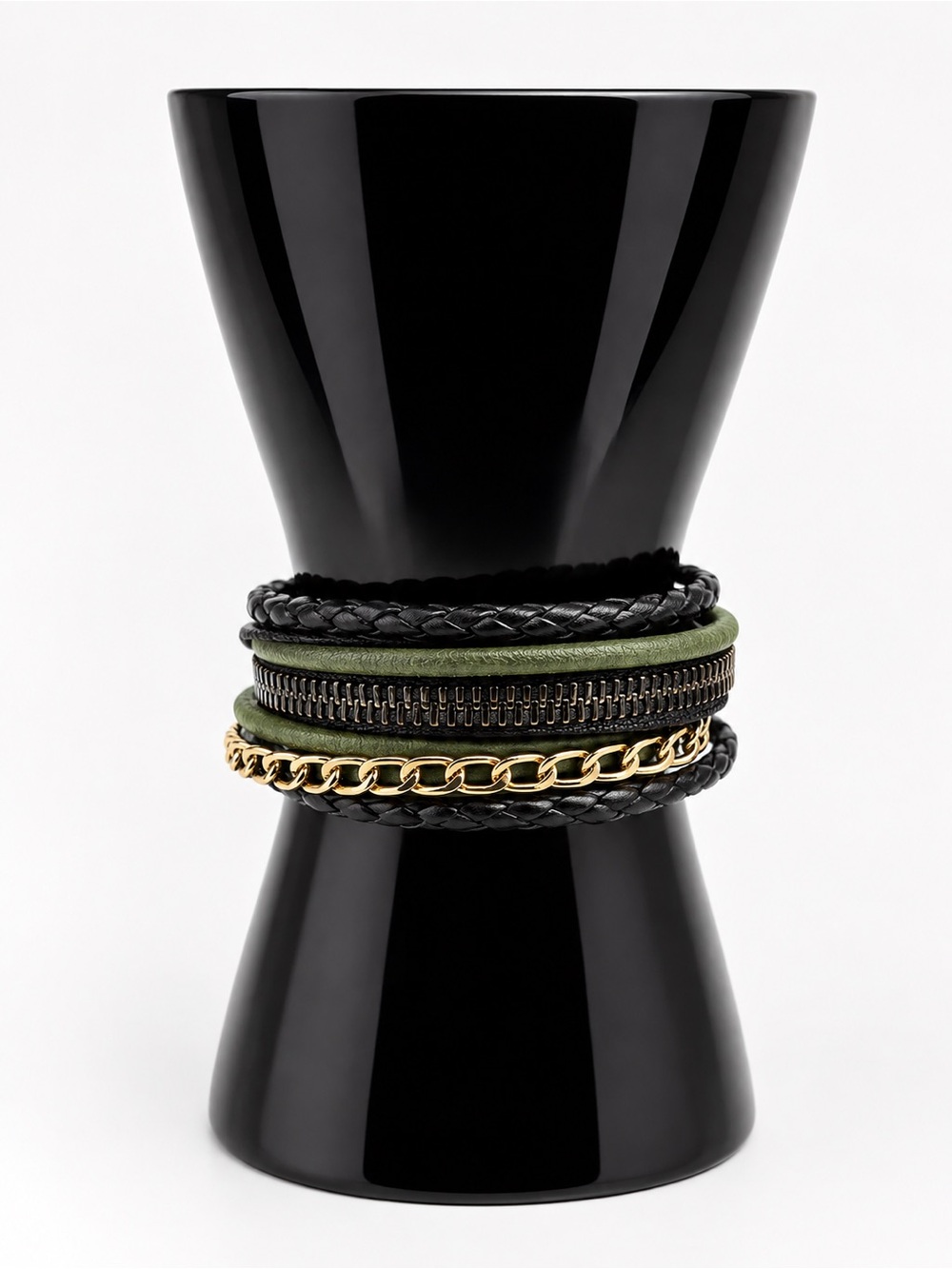 Layered Green and Gold Women's Wrap Bracelet Magnetic Clasp!